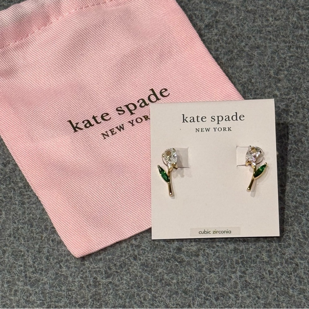 Kate Spade Stud Earrings NWT / Crystal Tulip Stud Earrings - Picture 8 of 10